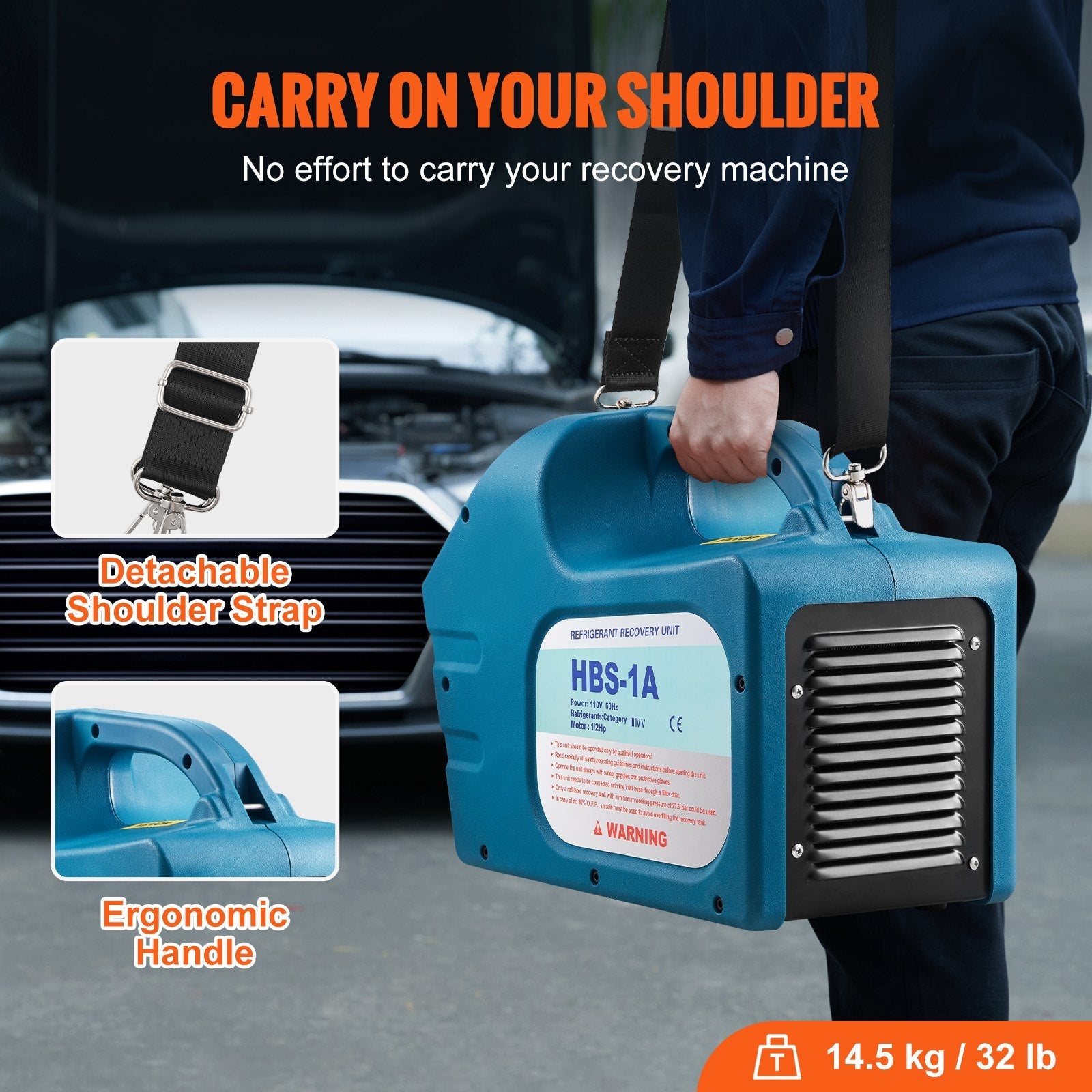 VEVOR 1/2HP Refrigerant Recovery Machine Portable 115V AC Refrigerant Recycling Machine Automotive HVAC 558psi Refrigerant Recovery Unit Air Conditioning Repair Tool (115V) 