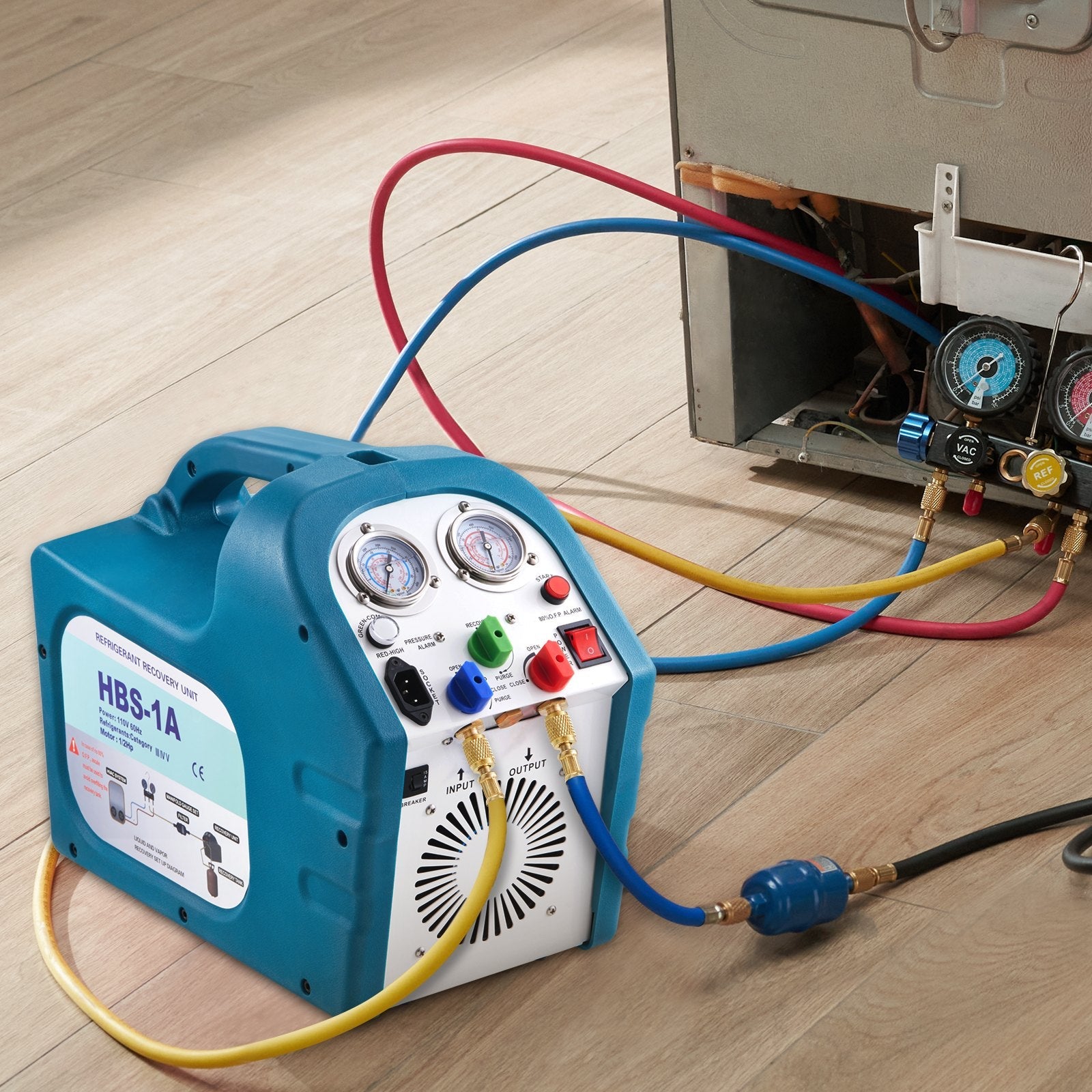 VEVOR 1/2HP Refrigerant Recovery Machine Portable 115V AC Refrigerant Recycling Machine Automotive HVAC 558psi Refrigerant Recovery Unit Air Conditioning Repair Tool (115V) 