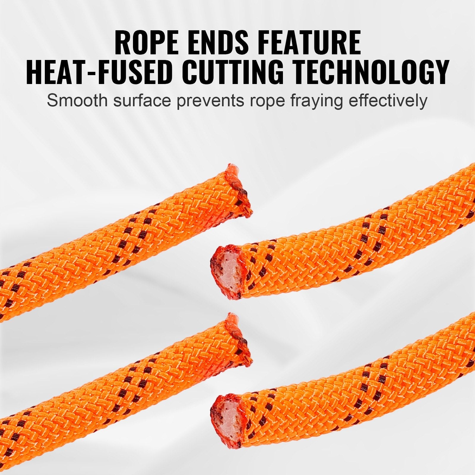 VEVOR Double Braided Polyester Rope, 3/8 in x 120 ft, 48 Strands, 4000 LBS Breaking Strength Outdoor Climbing Rope, Arborist Rigging Rope for Rock Hiking Camping Swing Rappelling Rescue, Orange/Black 