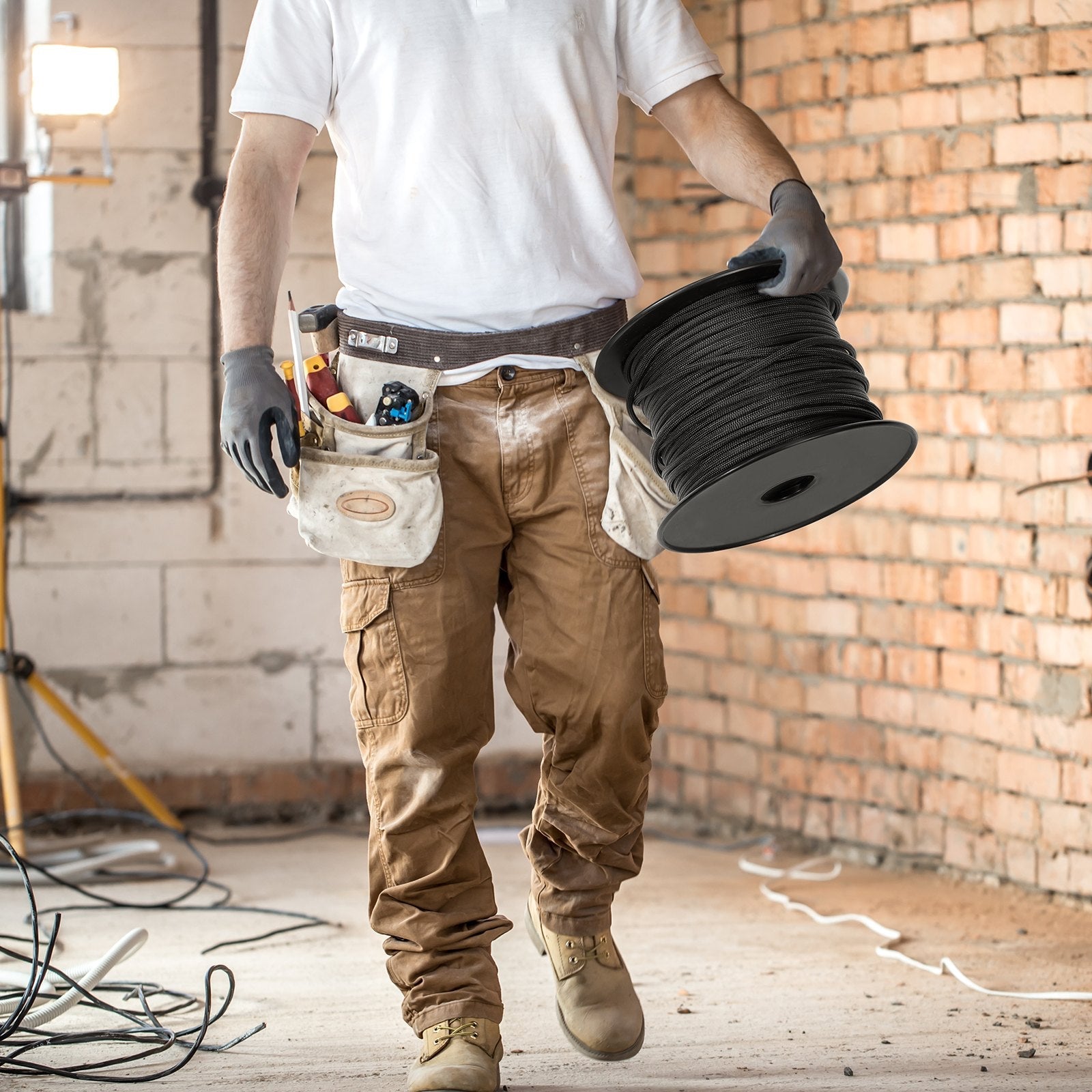 VEVOR Braided Nylon Rope, 3/16 in x 1000 ft, 32 Strands, 720 LBS Breaking Strength Outdoor Climbing Rope, Arborist Tree Climbing Rigging Rope for Rock Hiking Camping Swing Rappelling Rescue, Black 