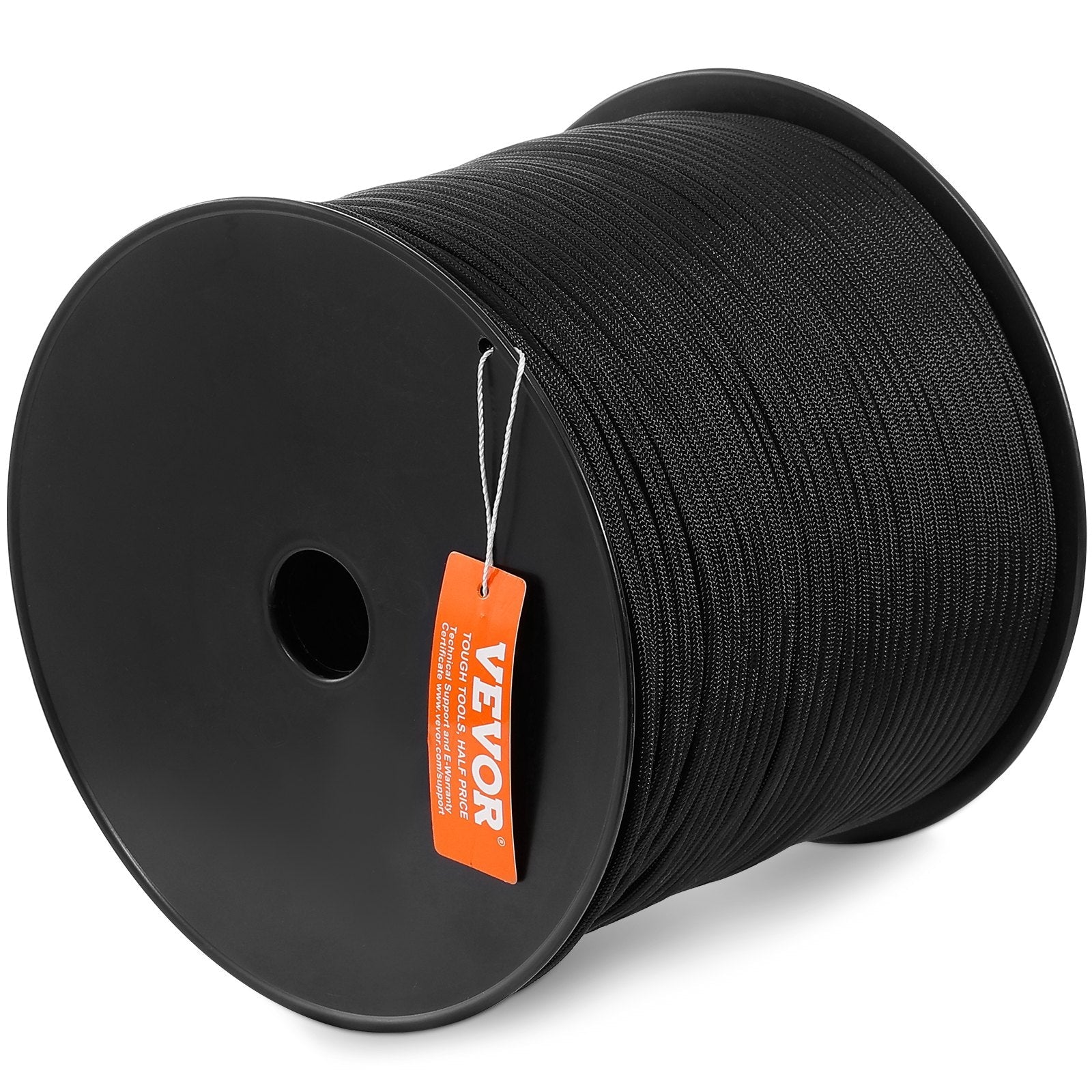VEVOR Braided Nylon Rope, 3/16 in x 1000 ft, 32 Strands, 720 LBS Breaking Strength Outdoor Climbing Rope, Arborist Tree Climbing Rigging Rope for Rock Hiking Camping Swing Rappelling Rescue, Black 