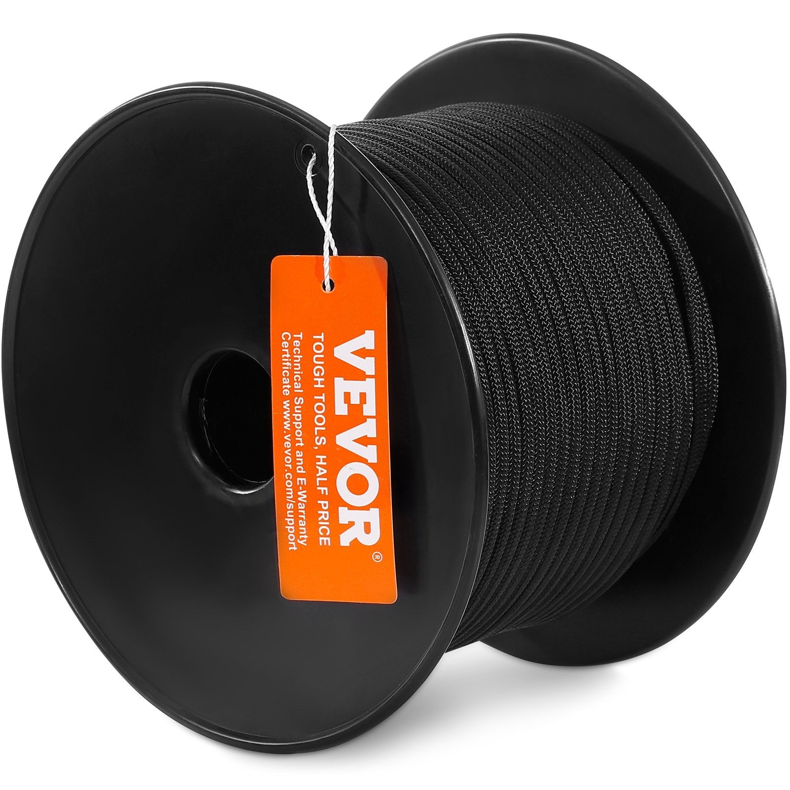 VEVOR Braided Nylon Rope, 3/16 in x 250 ft, 32 Strands, 720 LBS Breaking Strength Outdoor Climbing Rope, Arborist Tree Climbing Rigging Rope for Rock Hiking Camping Swing Rappelling Rescue, Black 