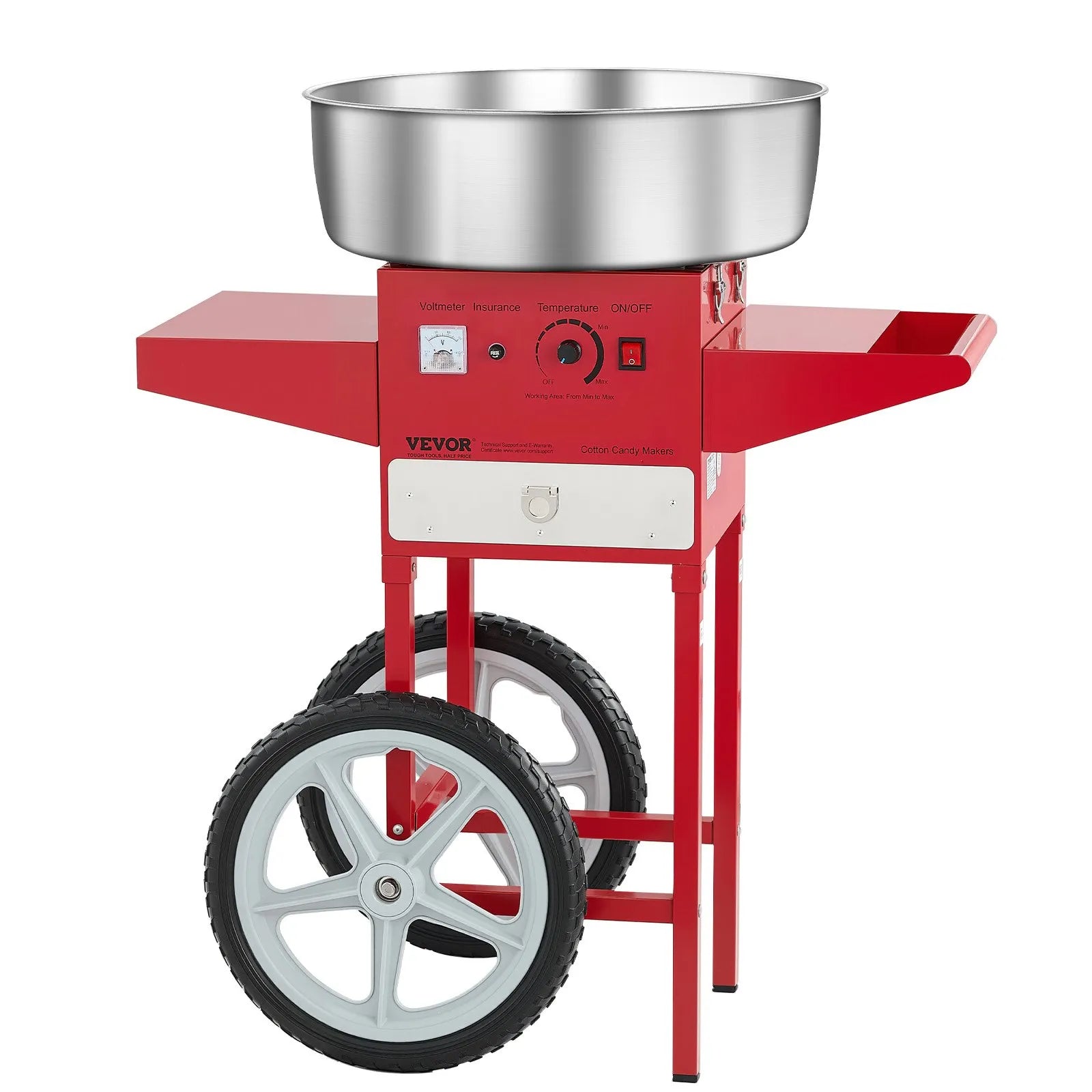 VEVOR Commercial Cotton Candy Machine with Cart Sugar Floss Maker 1000W Red