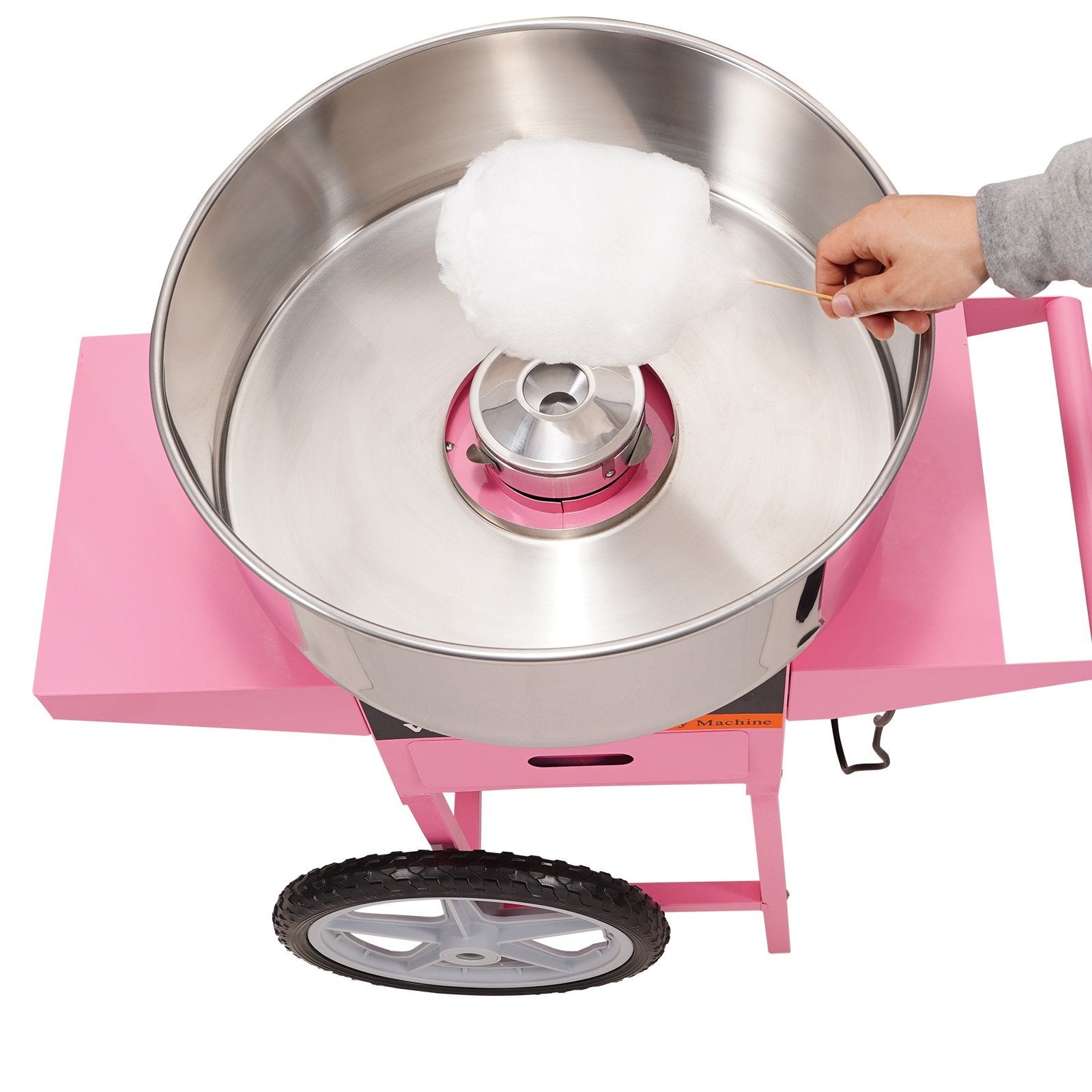 VEVOR Electric Cotton Candy Machine with Cart, 1000W Commercial Floss Maker with Stainless Steel Bowl, Sugar Scoop and Drawer, Perfect for Home, Kids Birthday, Family Party, Pink 
