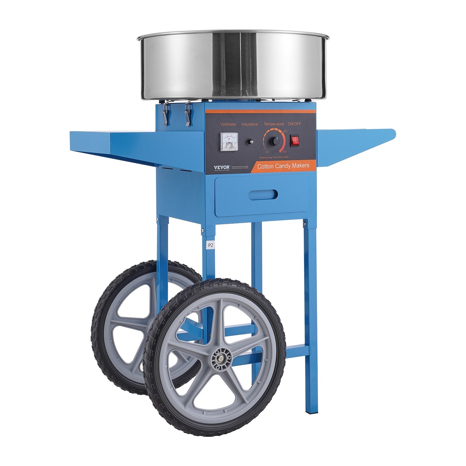 VEVOR Electric Cotton Candy Machine with Cart, 1000W Commercial Candy Floss Maker with Stainless Steel Bowl, Sugar Scoop and Drawer, Perfect for Home, Kids Birthday, Family Party, Blue 
