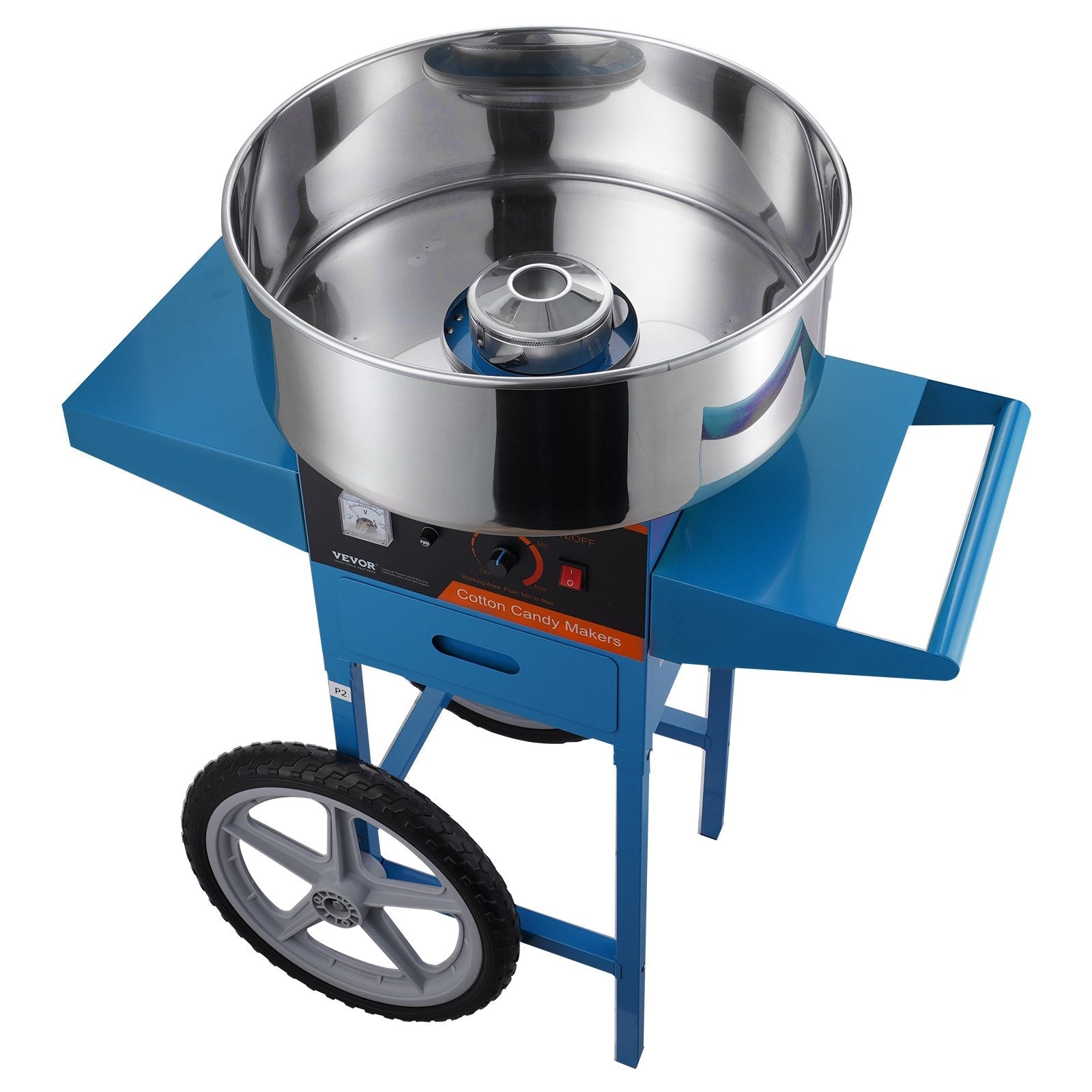 VEVOR Electric Cotton Candy Machine with Cart, 1000W Commercial Candy Floss Maker with Stainless Steel Bowl, Sugar Scoop and Drawer, Perfect for Home, Kids Birthday, Family Party, Blue 