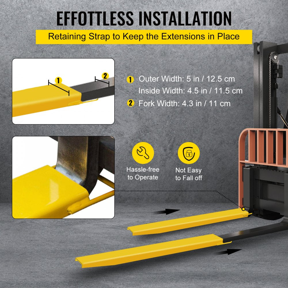 VEVOR Pallet Forks Extensions Steel Pallet Forks 60 x 4.5 Inch Heavy Duty Pallet Forks 152cm Length Forks Extensions for Forklift Lift Truck(60 x 4.5 Inch) 