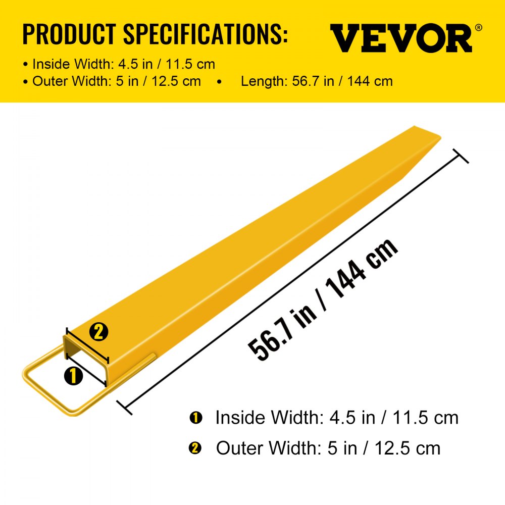 VEVOR Pallet Forks Extensions Steel Pallet Forks 60 x 4.5 Inch Heavy Duty Pallet Forks 152cm Length Forks Extensions for Forklift Lift Truck(60 x 4.5 Inch) 