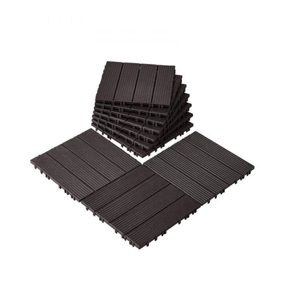 VEVOR Interlocking Deck Tiles 10 Pack 12"x12" Waterproof for Porch Dark Brown 