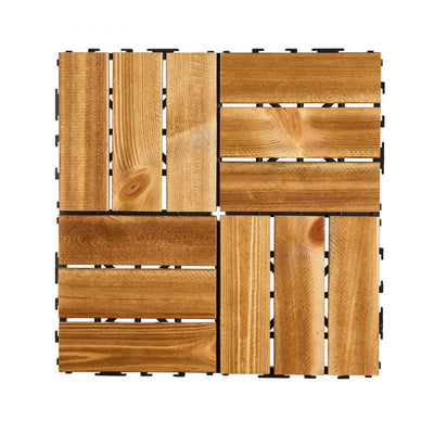 VEVOR Interlocking Deck Tiles Solid Wood 10 Pack 12"x12" Camphor Pine for Porch 