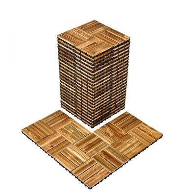 VEVOR Interlocking Deck Tiles Solid Wood 27 Pack 12"x12" Camphor Pine for Porch 
