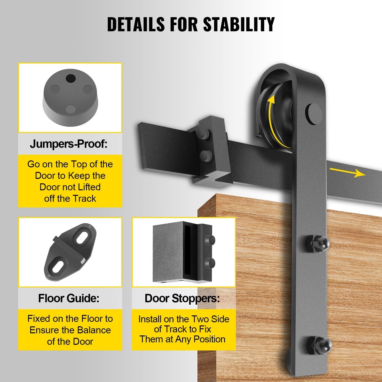 VEVOR Sliding Barn Door Hardware Kit, 6FT Barn Door Kit, 330LBS Load-Bearing Double Barn Door Hardware Kit, Carbon Steel Barn Door Track, Darn Door for 1.57-1.77" Thickness & 3FT Wide Door Panel 