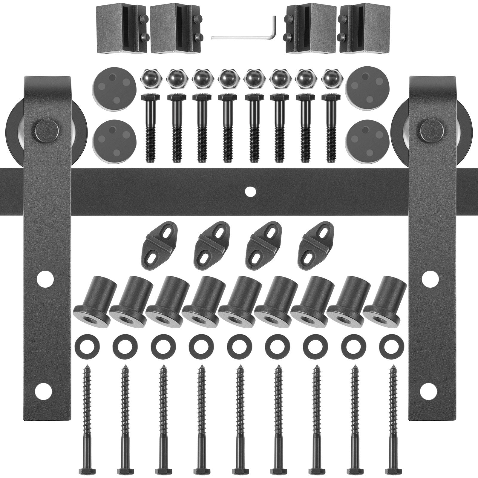 VEVOR Sliding Barn Door Hardware Kit, 11FT Barn Door Kit, 330LBS Load-Bearing Double Barn Door Hardware Kit, Carbon Steel Barn Door Track, Darn Door for 1.37-1.77\" Thickness & 5.5FT Wide Door Panel 
