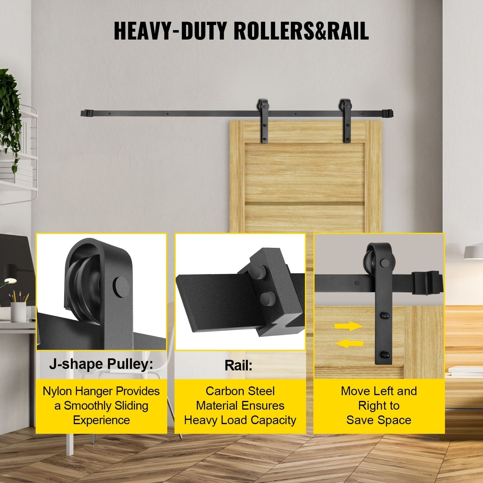VEVOR Sliding Barn Door Hardware Kit, 13FT Barn Door Kit, 330LBS Load-Bearing Double Barn Door Hardware Kit, Carbon Steel Barn Door Track, Darn Door for 1.37-1.77\" Thickness & 6.5FT Wide Door Panel? 