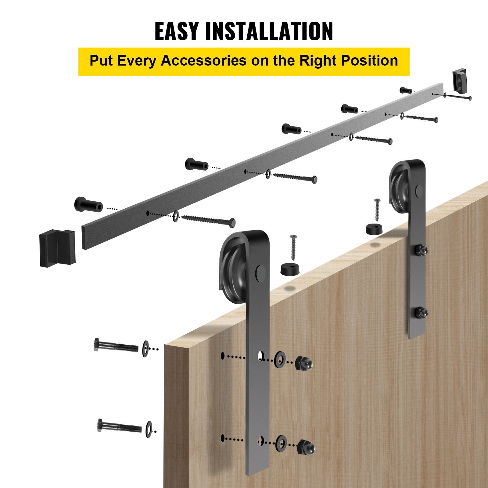 VEVOR Sliding Barn Door Hardware Kit, 13FT Barn Door Kit, 330LBS Load-Bearing Double Barn Door Hardware Kit, Carbon Steel Barn Door Track, Darn Door for 1.37-1.77\" Thickness & 6.5FT Wide Door Panel? 