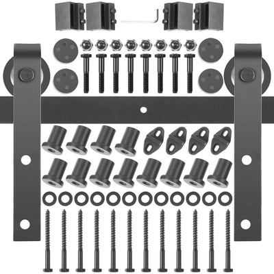 VEVOR Sliding Barn Door Hardware Kit, 14FT Barn Door Kit, 330LBS Load-Bearing Double Barn Door Hardware Kit, Carbon Steel Barn Door Track, Darn Door for 1.37-1.77\" Thickness & 7FT Wide Door Panel 
