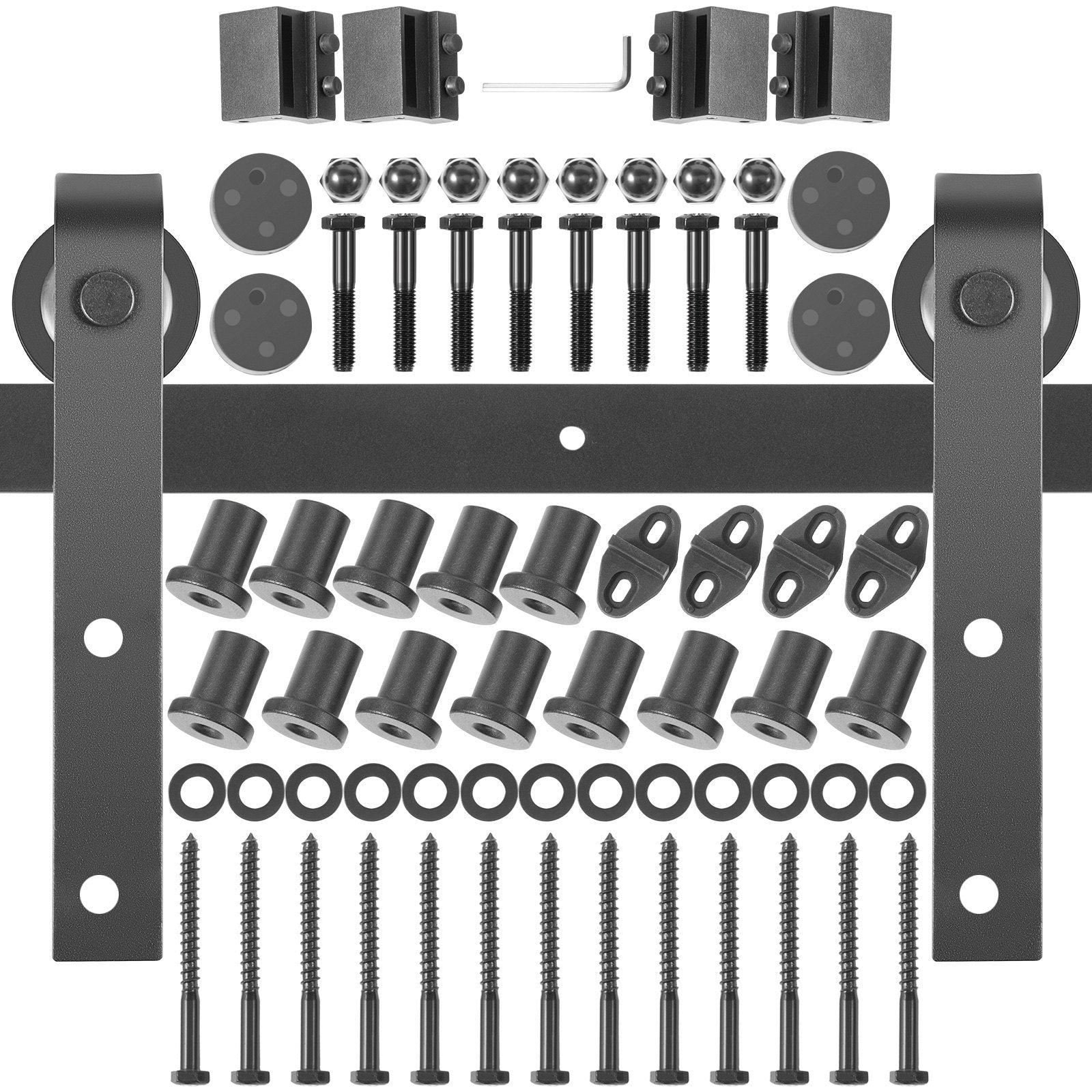 VEVOR Sliding Barn Door Hardware Kit, 16FT Barn Door Kit, 330LBS Load-Bearing Double Barn Door Hardware Kit, Carbon Steel Barn Door Track, Darn Door for 1.37-1.77\" Thickness & 8FT Wide Door Panel? 