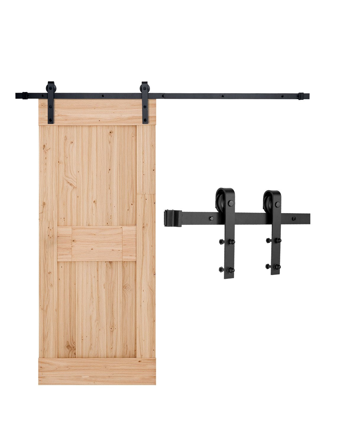 VEVOR 6FT Sliding Barn Door Hardware Kit for Single Sliding Barn Door Black 