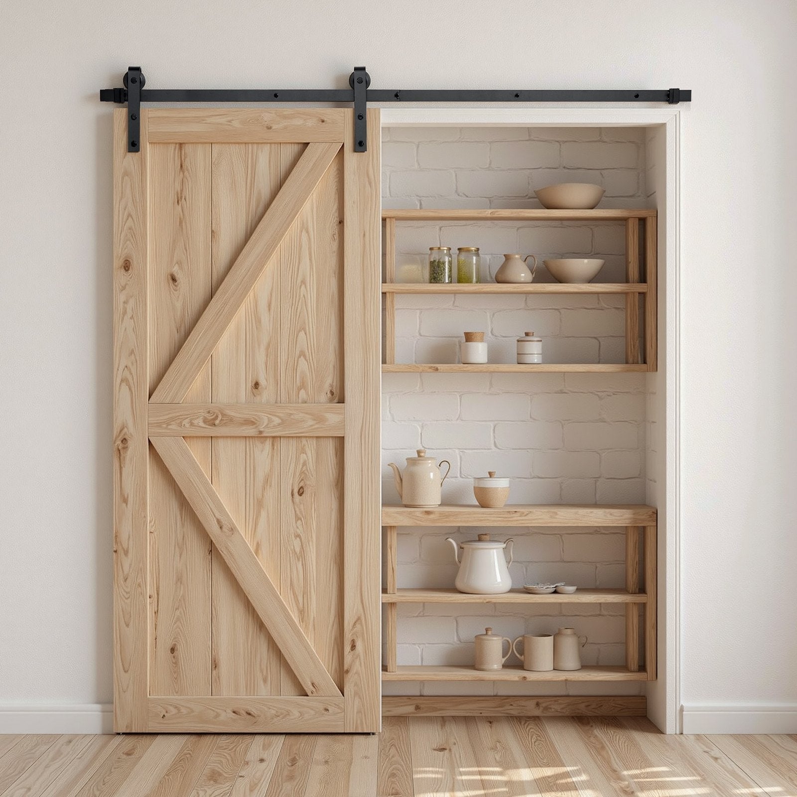 VEVOR 6.6FT Sliding Barn Door Hardware Kit for Single Sliding Barn Door Black 