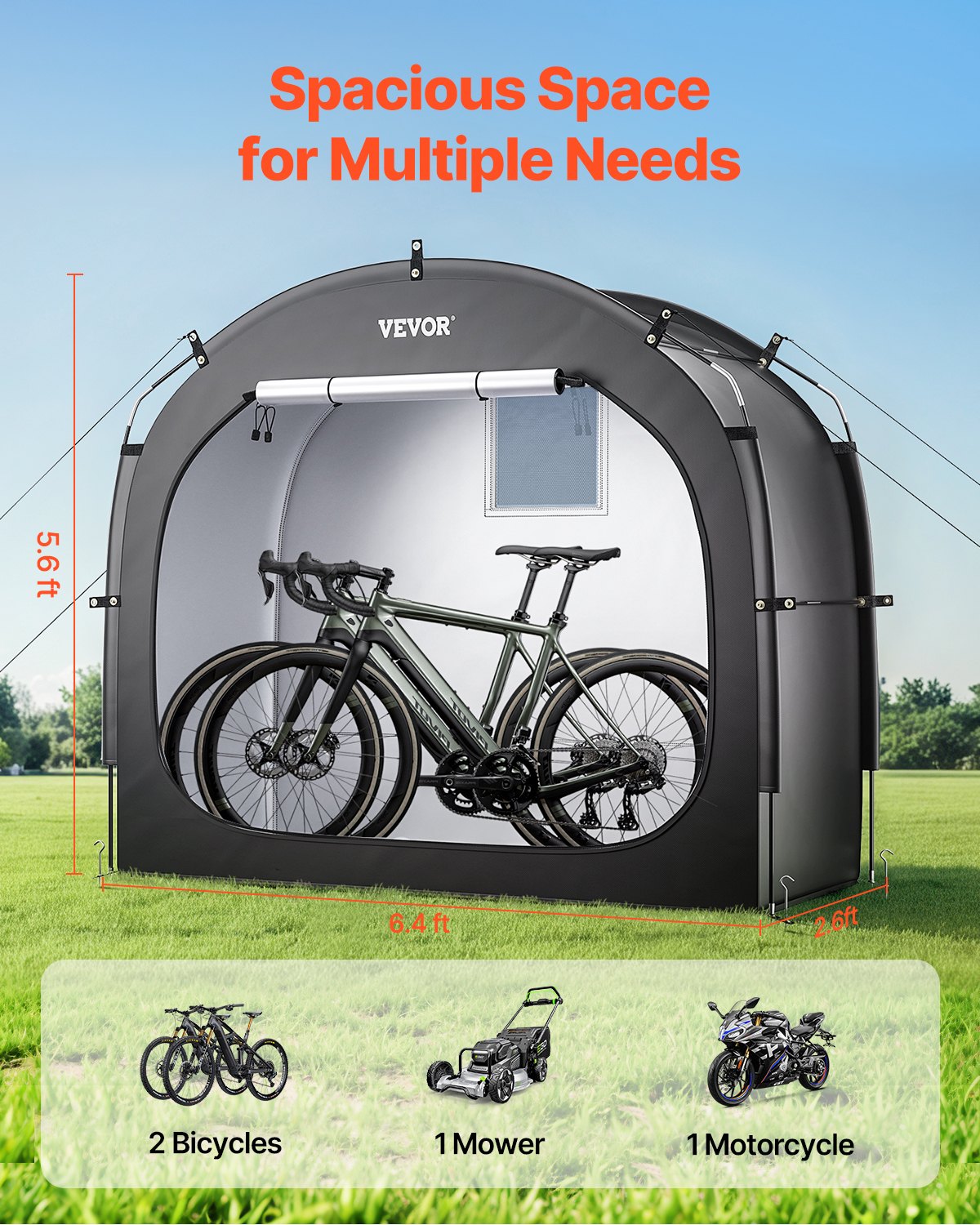 VEVOR Outdoor Bike Storage Tent Spacious Waterproof Bike Tent for 1 to 2 Bikes 