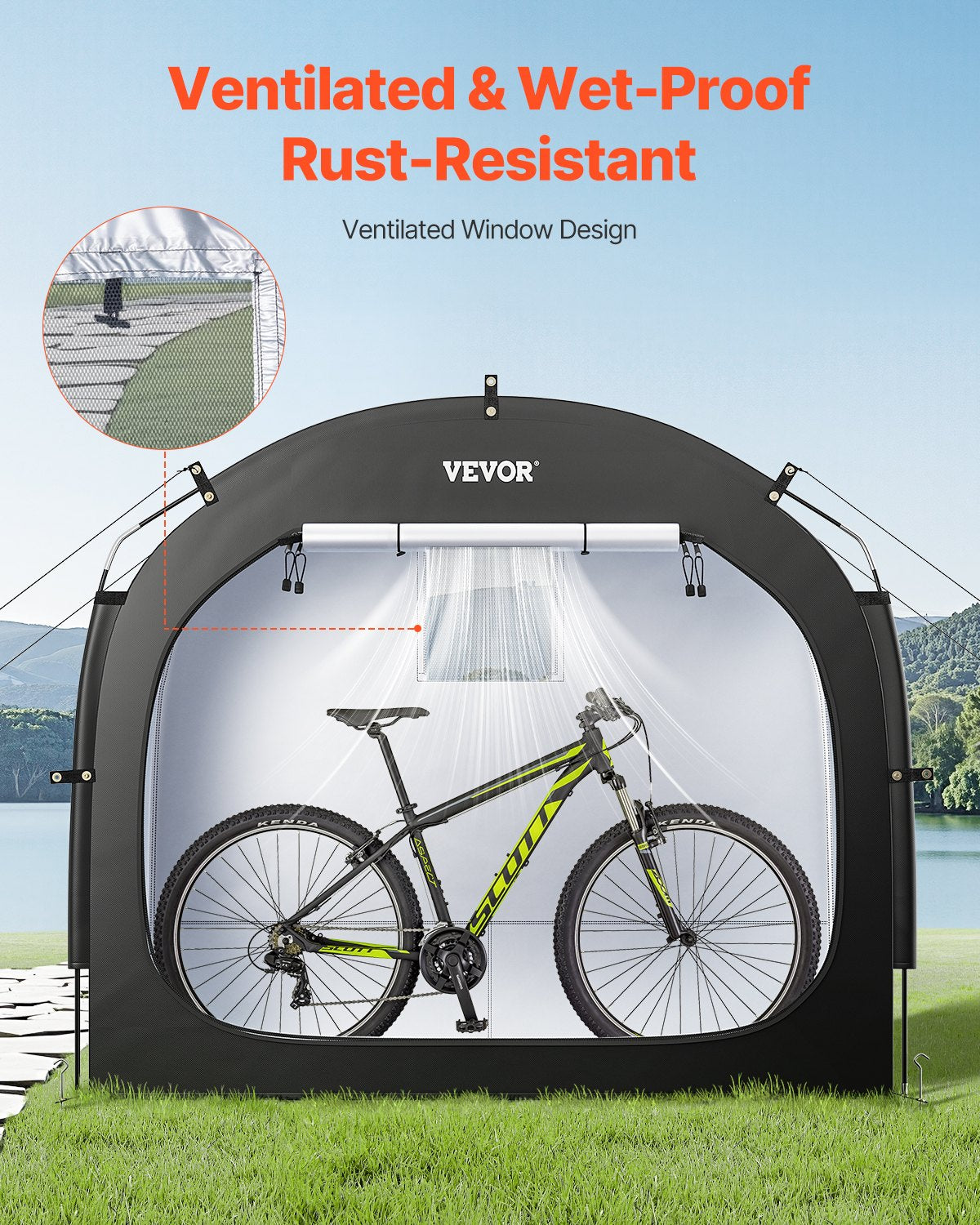 VEVOR Outdoor Bike Storage Tent Spacious Waterproof Bike Tent for 1 to 2 Bikes 