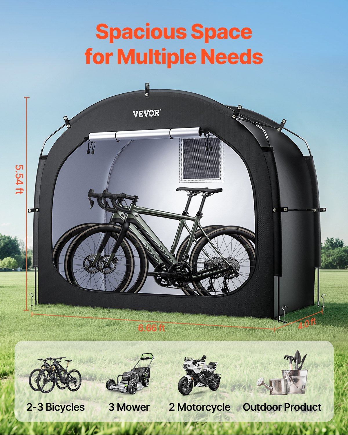 VEVOR Outdoor Bike Storage Tent Spacious Waterproof Bike Tent for 3 to 4 Bikes 