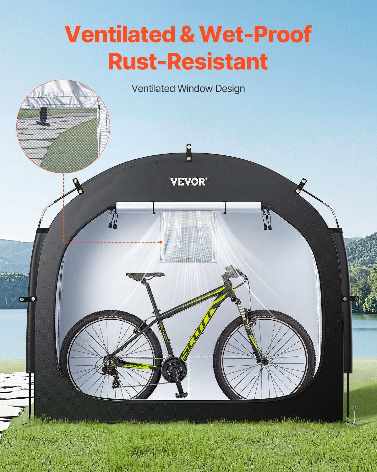 VEVOR Outdoor Bike Storage Tent Spacious Waterproof Bike Tent for 3 to 4 Bikes 