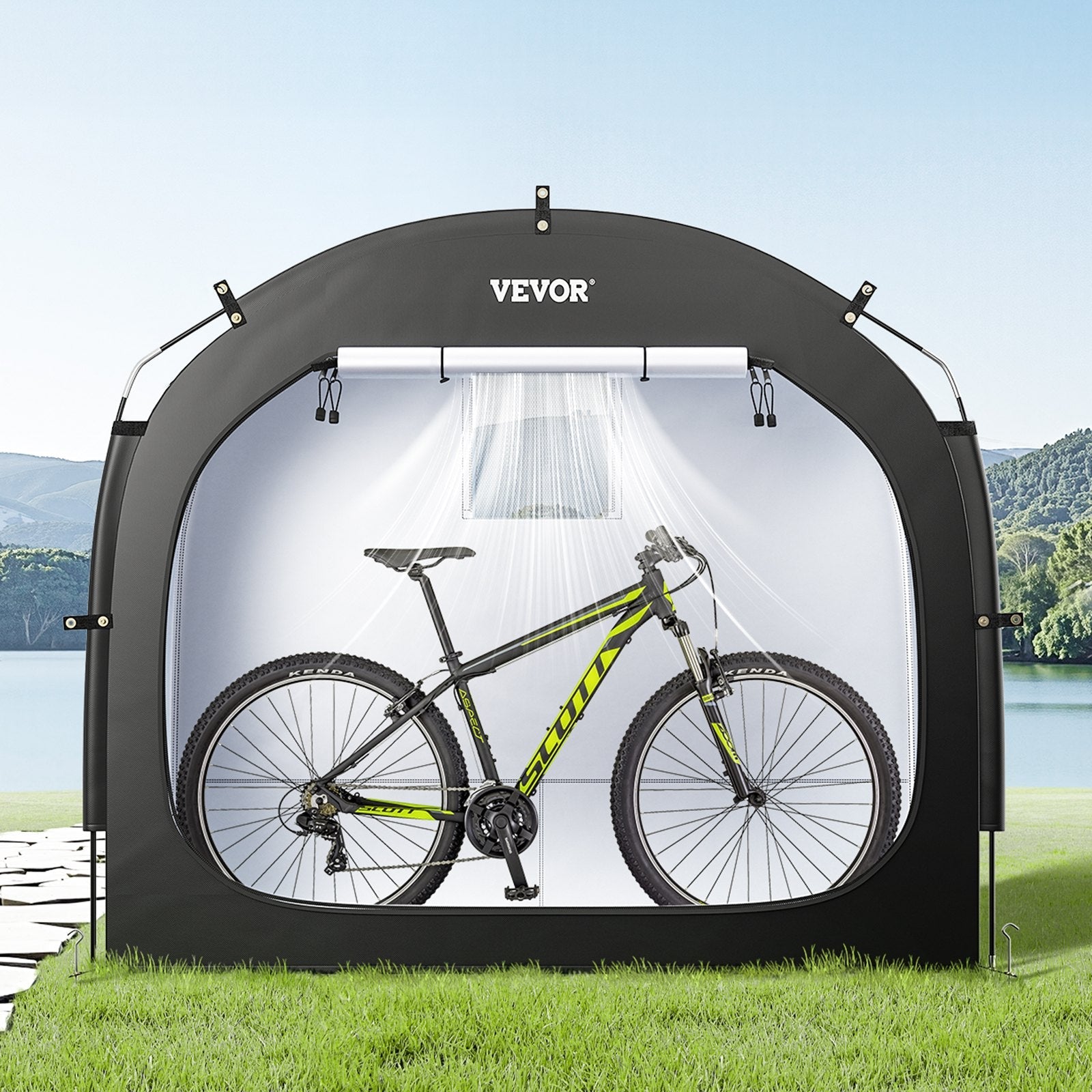 VEVOR Outdoor Bike Storage Tent Spacious Waterproof Bike Tent for 3 to 4 Bikes 