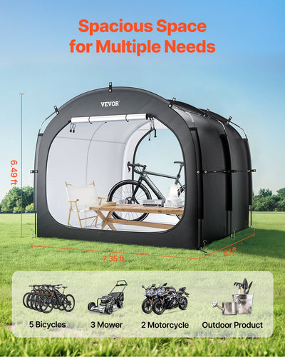 VEVOR Outdoor Bike Storage Tent Spacious Waterproof Bike Tent for 5 Bikes 