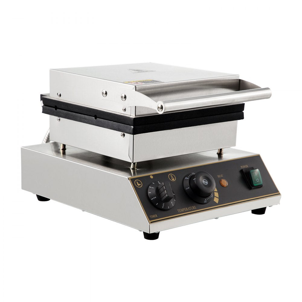 VEVOR 110V Commercial Waffle Maker 4Pcs Nonstick 2000W Electric Waffle Machine Stainless Steel 110V Temperature and Time Control Rectangle Belgian Waffle Maker Suitable for Bakeries Snack Bar Family 