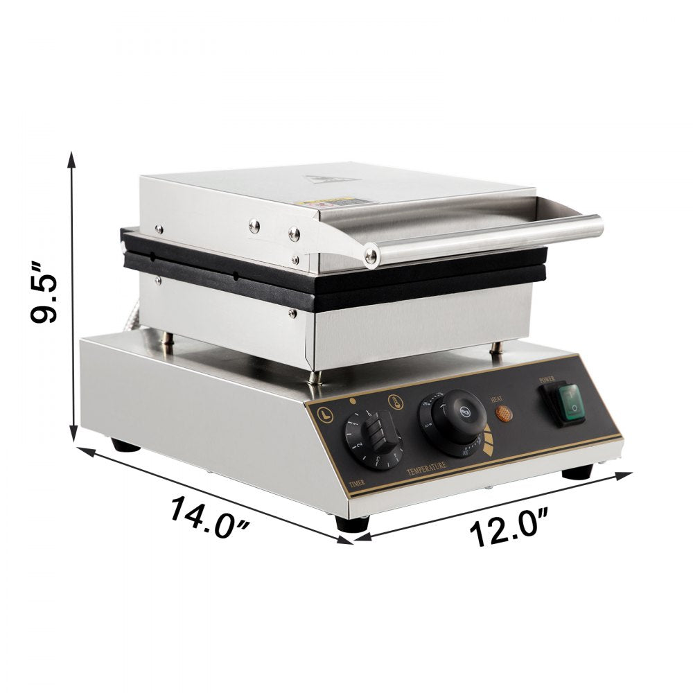 VEVOR 110V Commercial Waffle Maker 4Pcs Nonstick 2000W Electric Waffle Machine Stainless Steel 110V Temperature and Time Control Rectangle Belgian Waffle Maker Suitable for Bakeries Snack Bar Family 