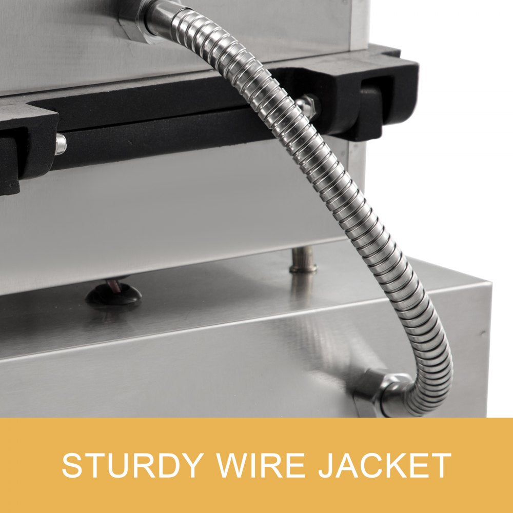 VEVOR Commercial Rectangle Waffle Maker 10pcs Nonstick Electric Waffle Maker Machine Stainless Steel 110V Temperature and Time Control Heart Waffle Maker Suitable for Restaurant Snack Bar 