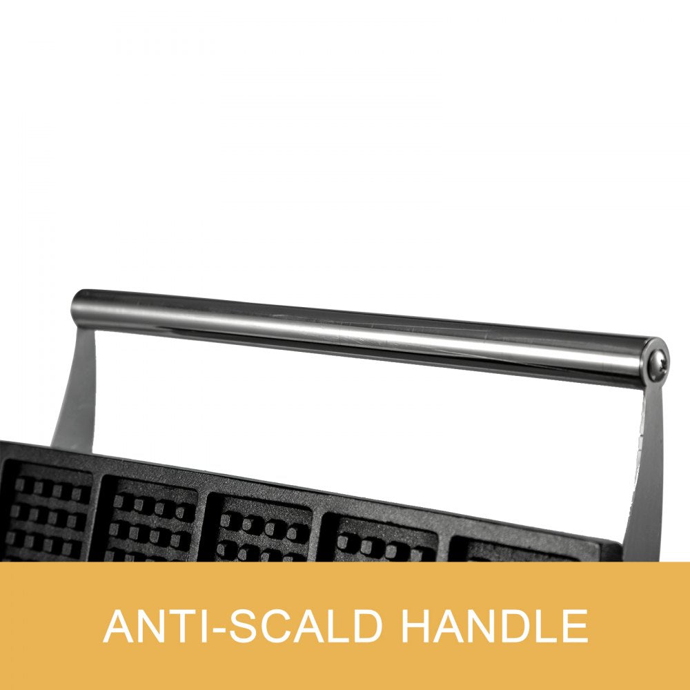 VEVOR Commercial Rectangle Waffle Maker 10pcs Nonstick Electric Waffle Maker Machine Stainless Steel 110V Temperature and Time Control Heart Waffle Maker Suitable for Restaurant Snack Bar 