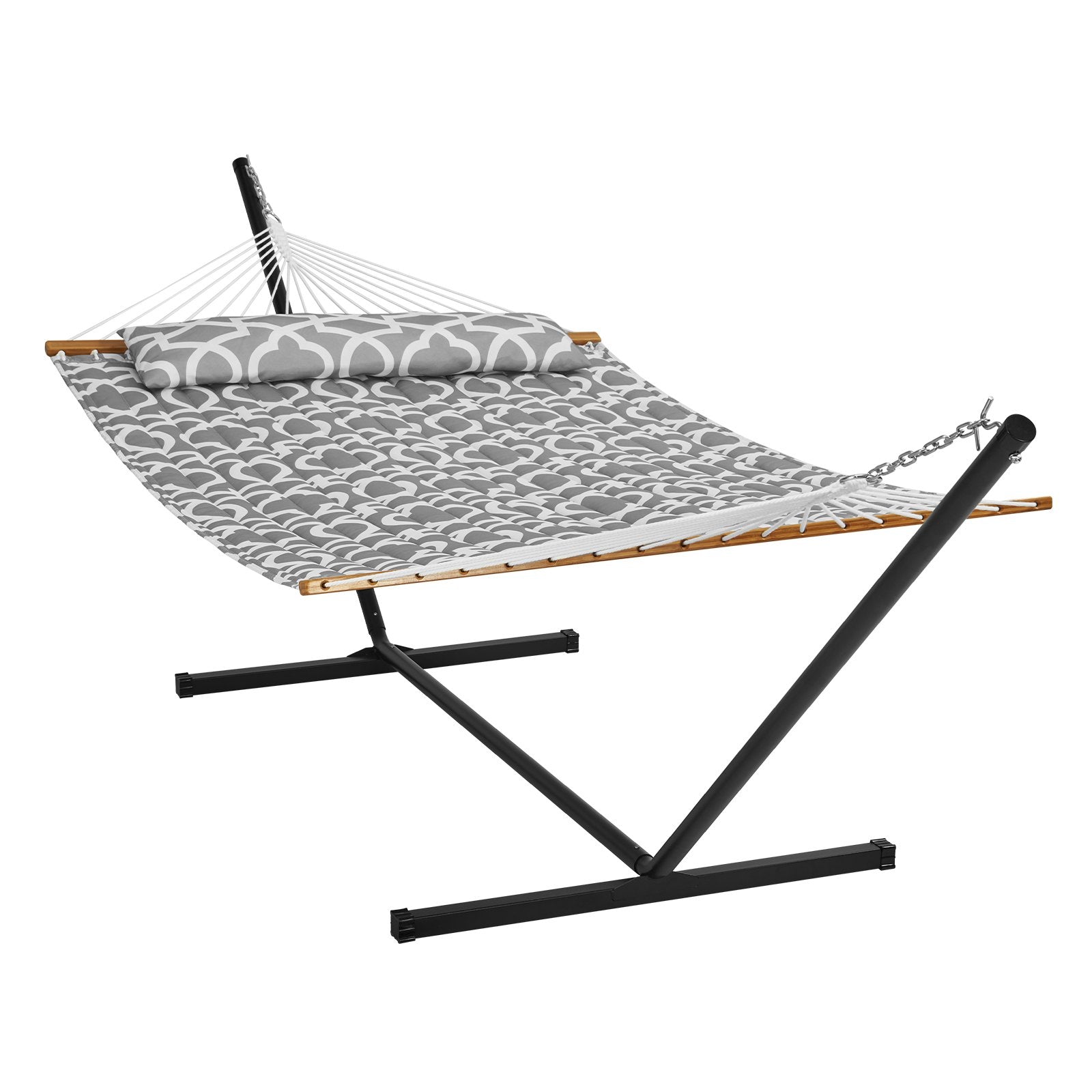 VEVOR Two Person Hammock with Stand Included Heavy Duty 480lb Capacity, Double Hammock with 12 FT Steel Stand and Portable Carrying Bag and Pillow, Freestanding Hammock for Outdoor Patio Yard Beach 