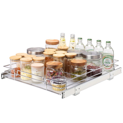 VEVOR 17"W x 21"D Pull Out Cabinet Organizer, Heavy Duty Slide Out Pantry Shelves, Chrome-Plated Steel Roll Out Drawers, Sliding Drawer Storage for Home, Inside Kitchen Cabinet, Bathroom, Under Sink 