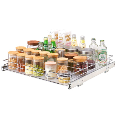 VEVOR 20"W x 21"D Pull Out Cabinet Organizer, Heavy Duty Slide Out Pantry Shelves, Chrome-Plated Steel Roll Out Drawers, Sliding Drawer Storage for Home, Inside Kitchen Cabinet, Bathroom, Under Sink 
