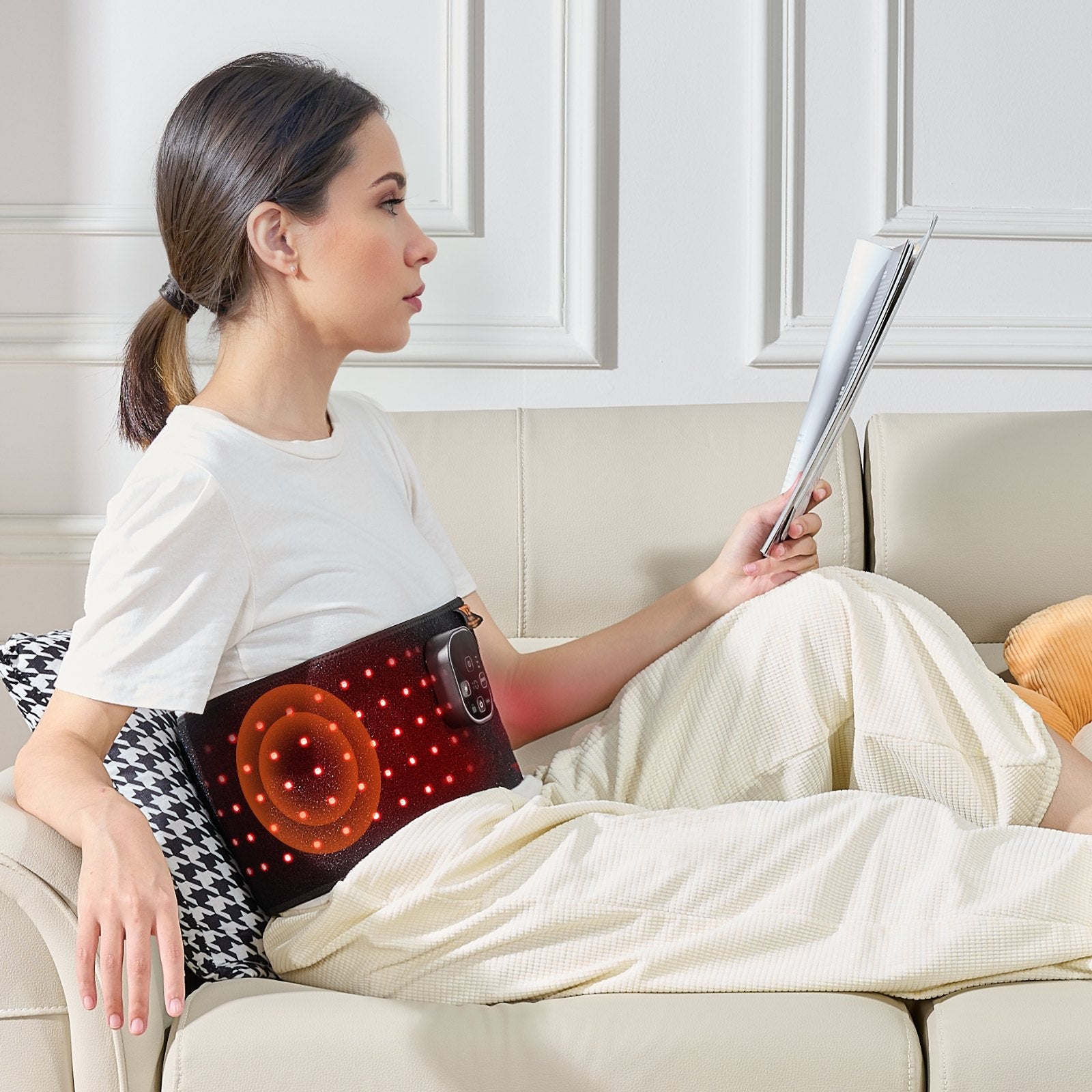 VEVOR Red Light Therapy Belt for Waist 660&850nm Red Light Therapy Pad 105 LEDs 