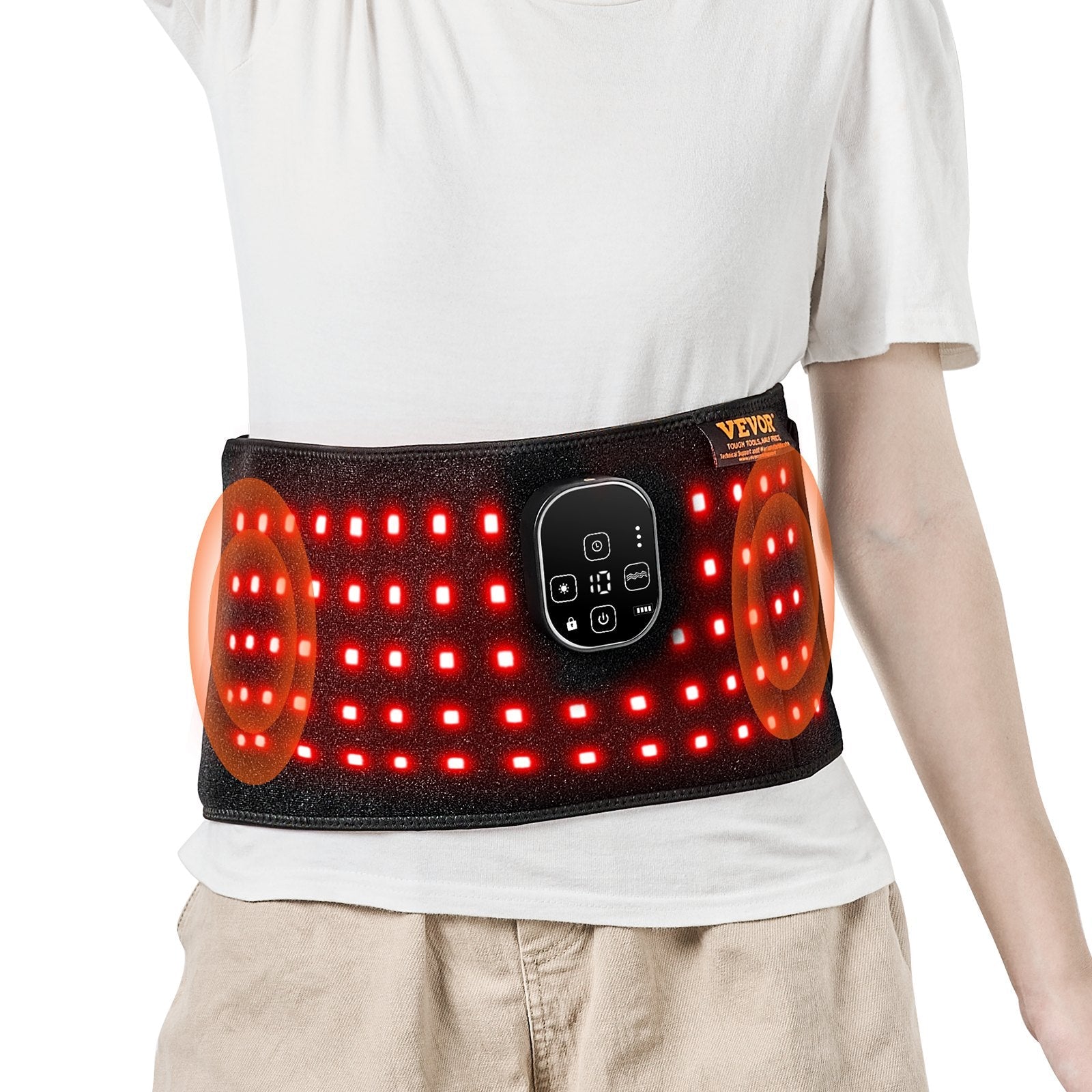 VEVOR Red Light Therapy Belt for Waist 660&850nm Red Light Therapy Pad 105 LEDs 