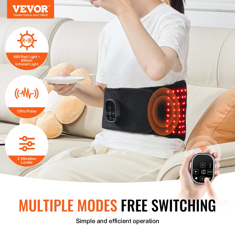 VEVOR Red Light Therapy Belt for Waist 660&850nm Red Light Therapy Pad 112 LEDs 