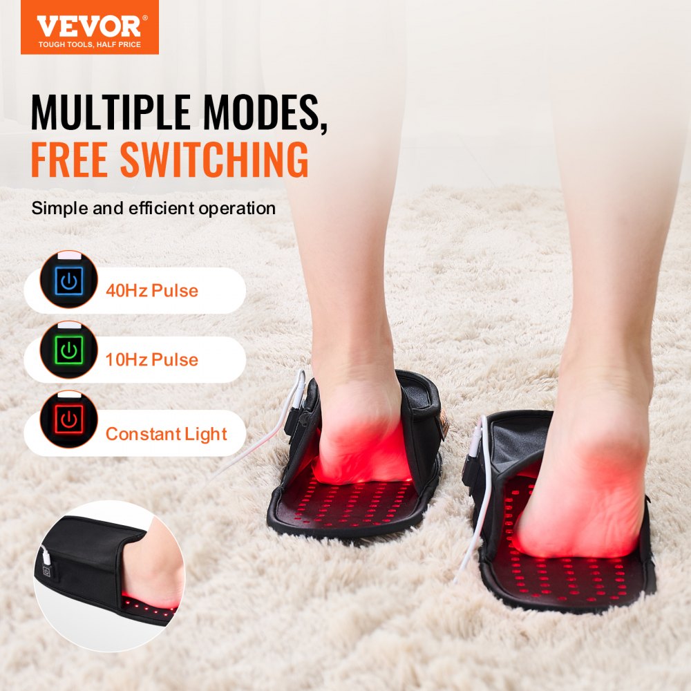 VEVOR Red Light Therapy for Foot 660nm & 850nm Red Light Therapy Slipper 120 LED 
