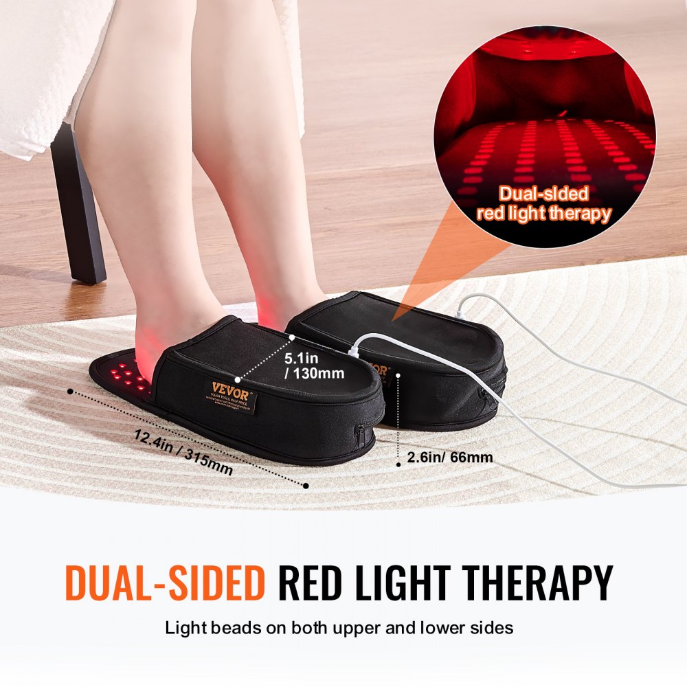 VEVOR Red Light Therapy for Foot 660nm & 850nm Red Light Therapy Slipper 120 LED 