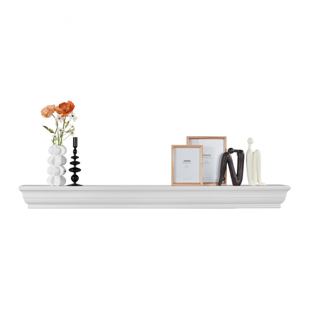 VEVOR Fireplace Mantel Wood Shelf Floating Living Room Mantel Shelf 60" White 