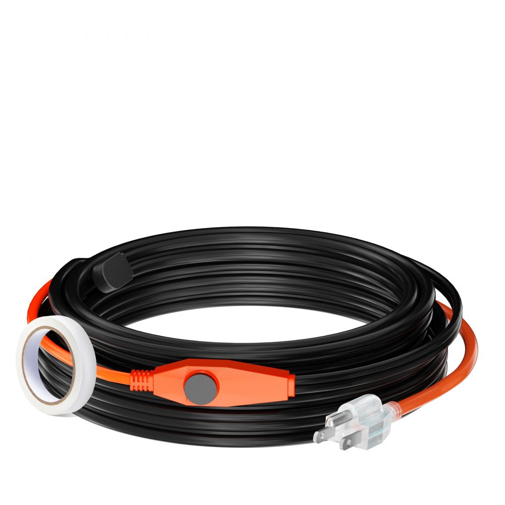 VEVOR Pipe Heating Cable 30FT 7W/FT Heat Tape for Pipes with Built-in Thermostat 