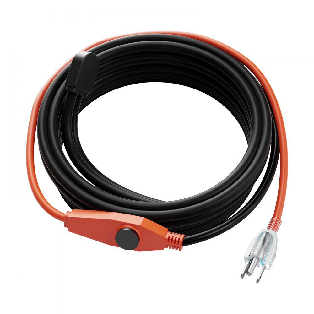 VEVOR Pipe Heating Cable 30FT 7W/FT Heat Tape for Pipes with Built-in Thermostat 