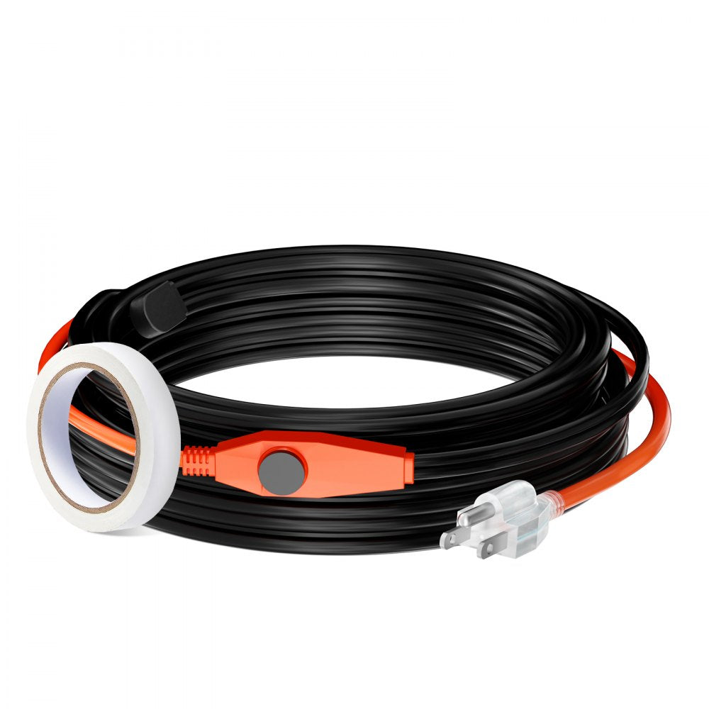 VEVOR Pipe Heating Cable 30FT 7W/FT Heat Tape for Pipes with Built-in Thermostat 