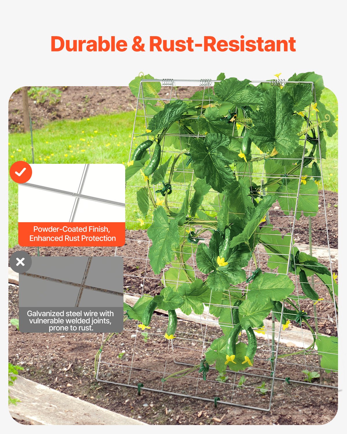 VEVOR A-Frame Cucumber Trellis 35" x 55" Foldable Metal Garden Trellis 