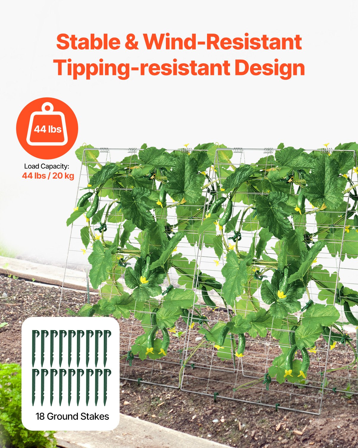 VEVOR A-Frame Cucumber Trellis 35" x 55" Foldable Metal Garden Trellis 