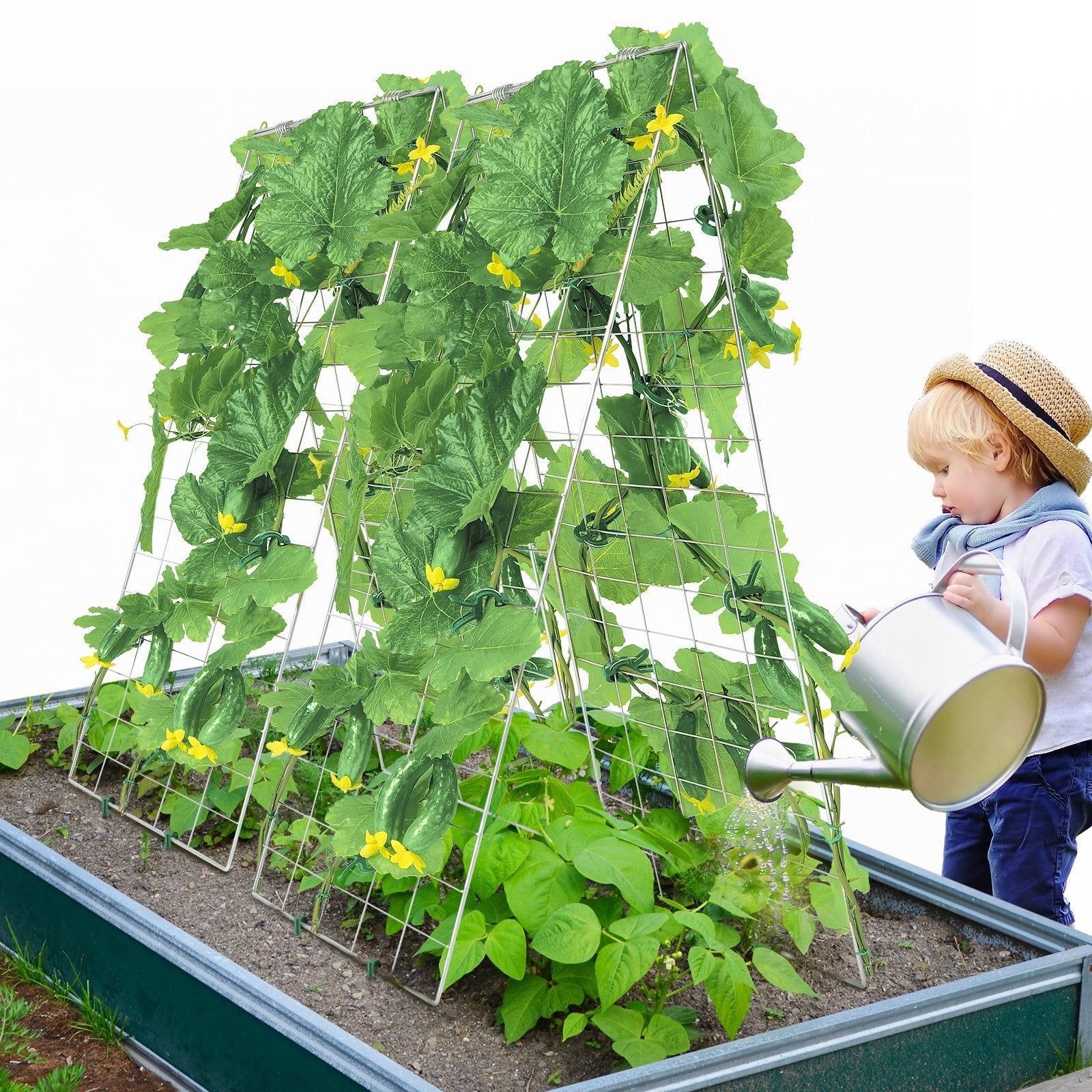 VEVOR A-Frame Cucumber Trellis 35" x 55" Foldable Metal Garden Trellis 