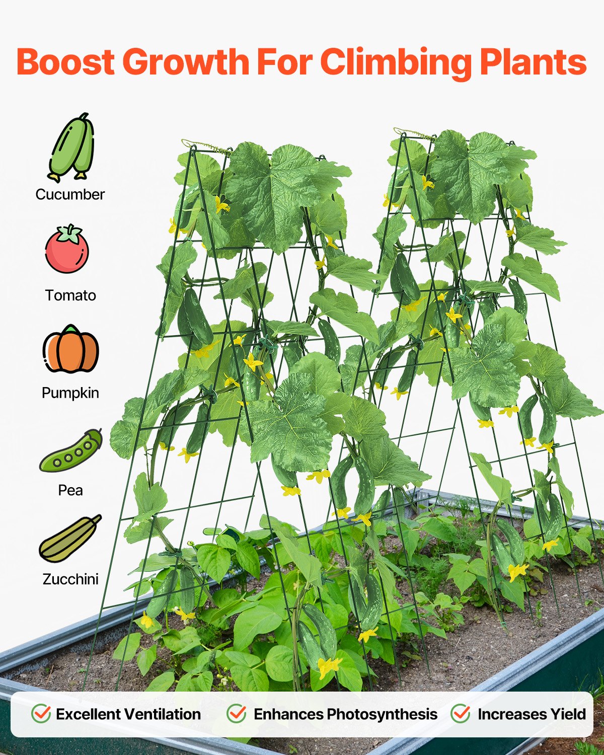 VEVOR A-Frame Cucumber Trellis 39"  x 32" Foldable Metal Garden Trellis 