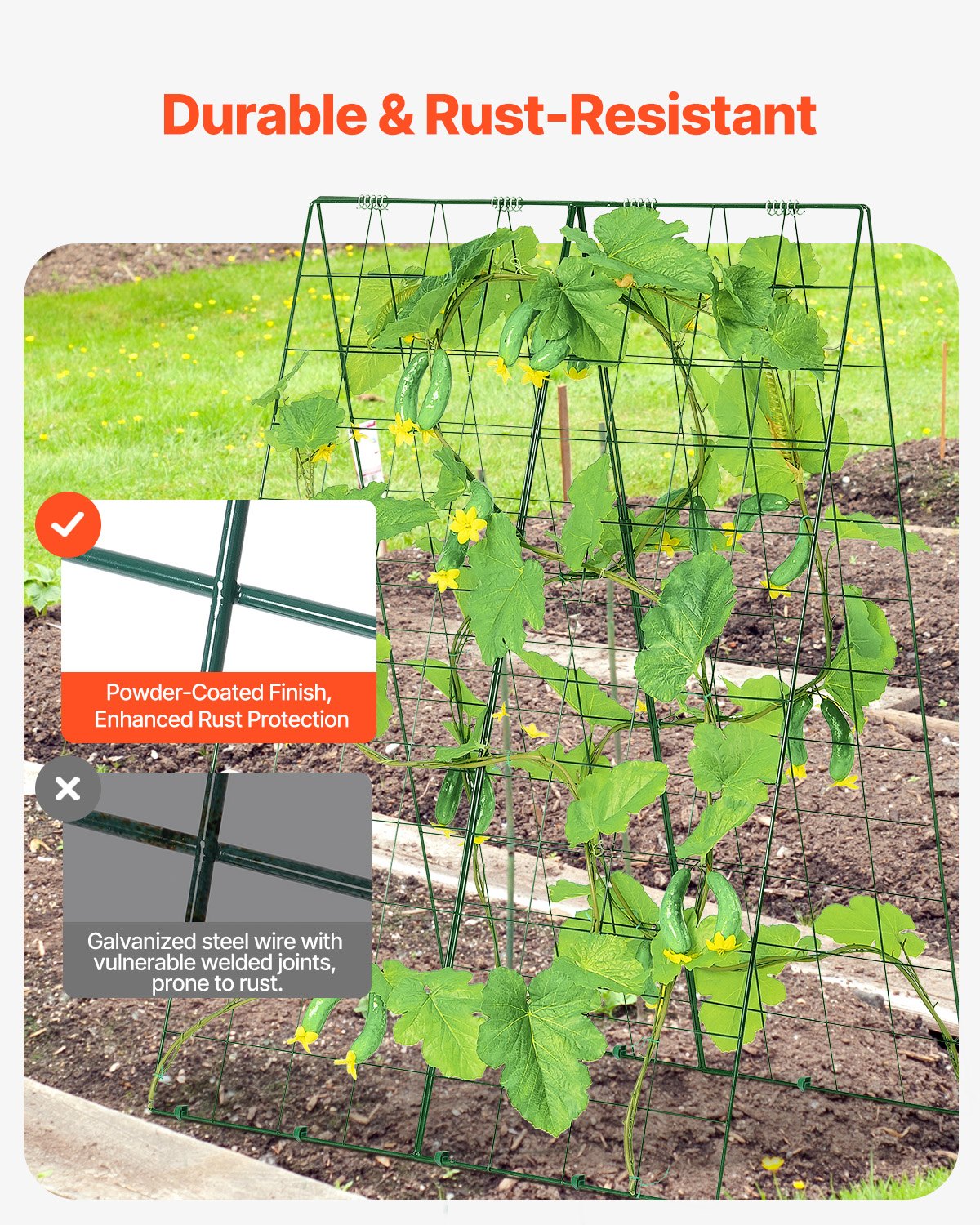 VEVOR A-Frame Cucumber Trellis 46" x 32" Foldable Metal Garden Trellis 
